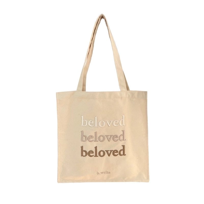 Unisex Classic Style Letter Canvas Shopping Bags