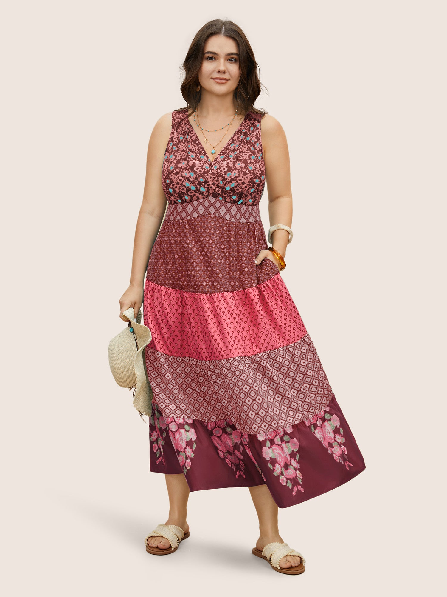 Bandana Patchwork Floral Sleeveless Dress