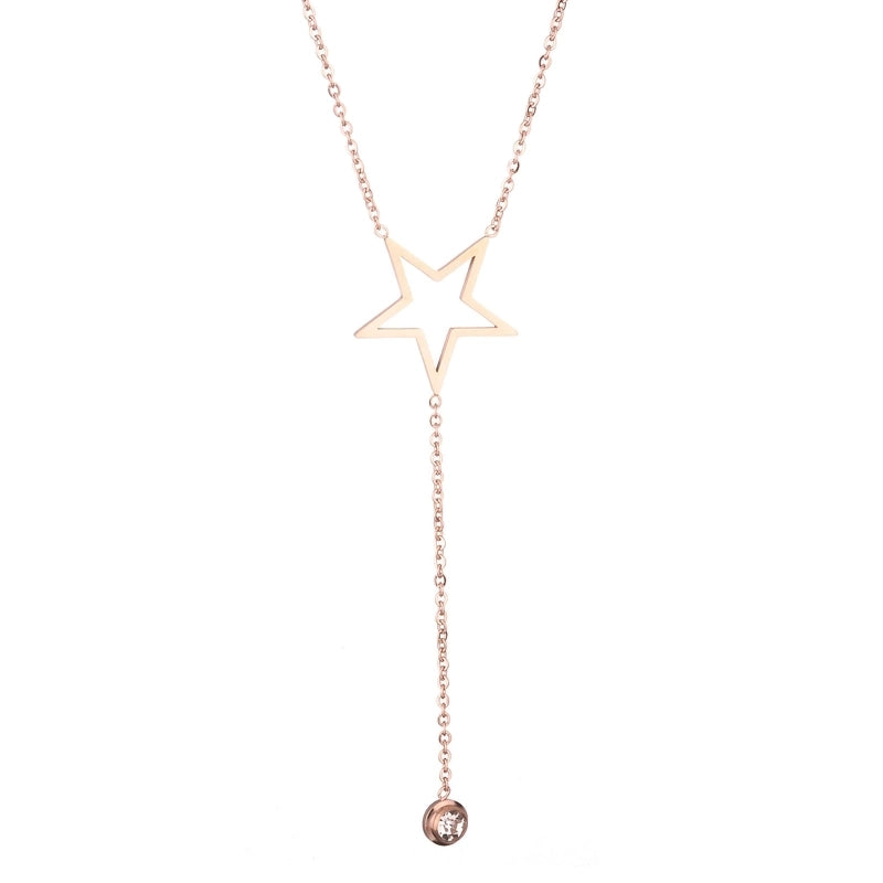 Fashion Geometric Titanium Steel Copper Plating Artificial Diamond Necklace