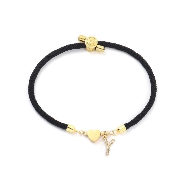 Minimalist Classic Style Letter 304 Stainless Steel Nylon Copper Zircon Bracelets In Bulk