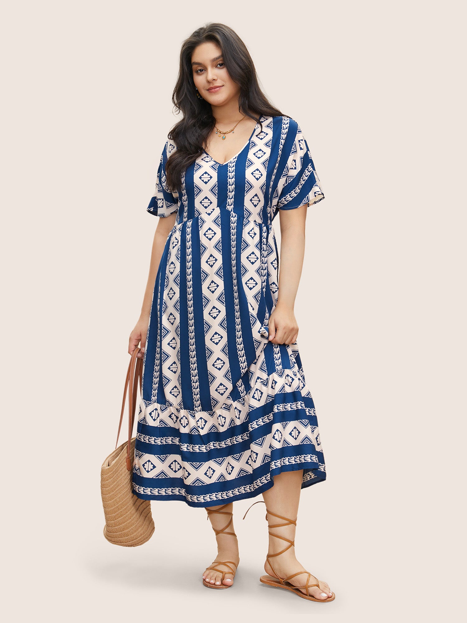 Bandana Print Patchwork Elastic Waist Dress