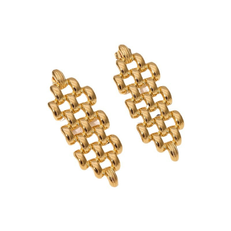 Niche Personality Design Geometric Hollow Earrings Exaggerated Stainless Steel Earrings
