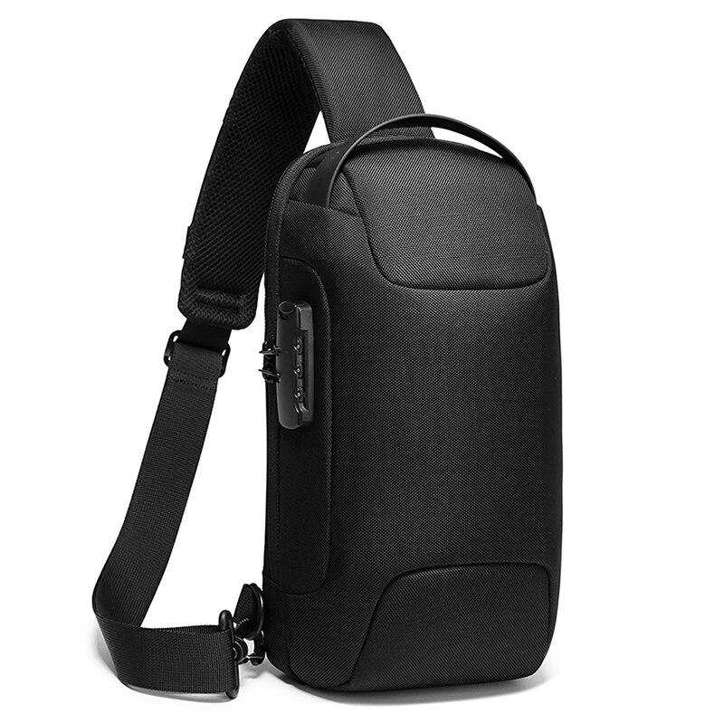 New Carbon Fiber USB charging sport sling  Anti-theft shoulder bag