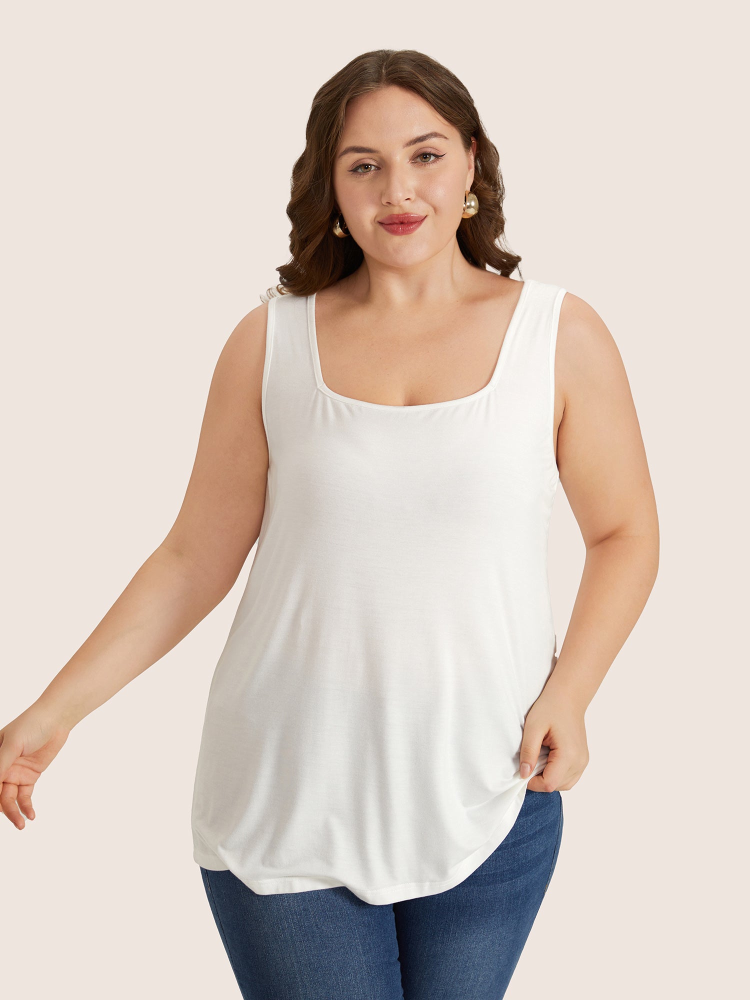 Supersoft Essentials Plain Square Neck Skinny Tank Top