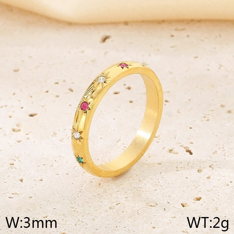 Vintage Style Classic Style Hexagram 304 Stainless Steel 18K Gold Plated Rings