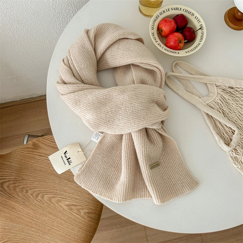 Women's Basic Solid Color Wol Knitted Scarf