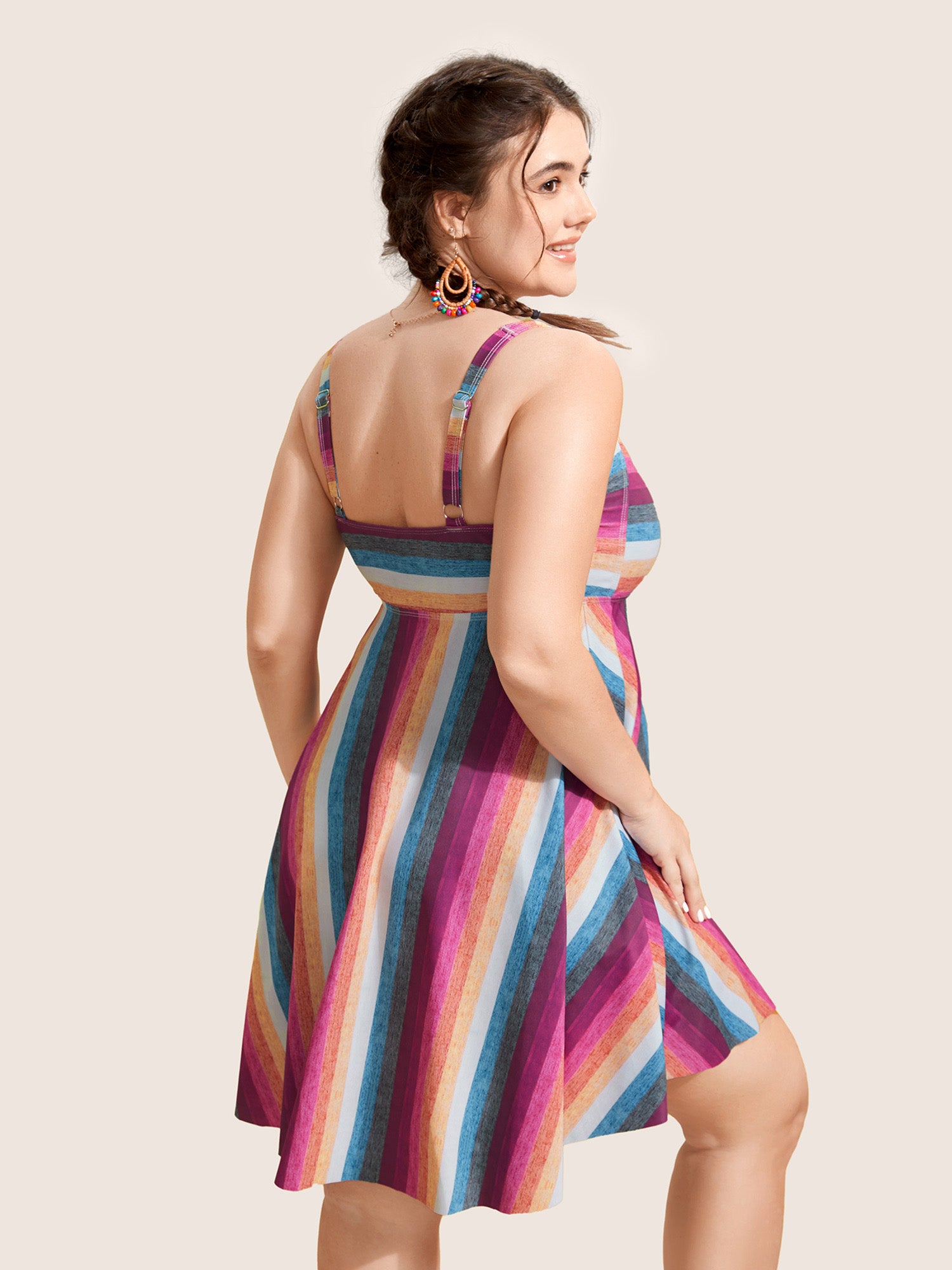 Contrast Striped Tie Knot Swim Dress