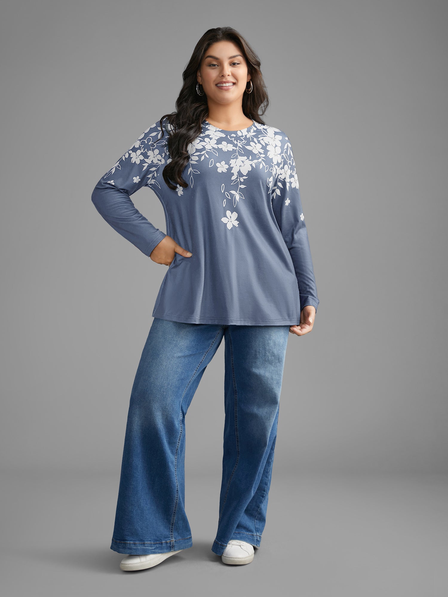 Round Neck Boho Print T-Shirt