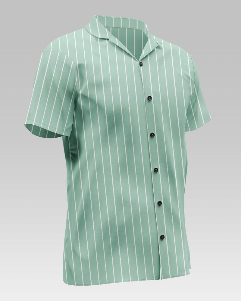 Light Teal Green Stripe Cotton Shirt