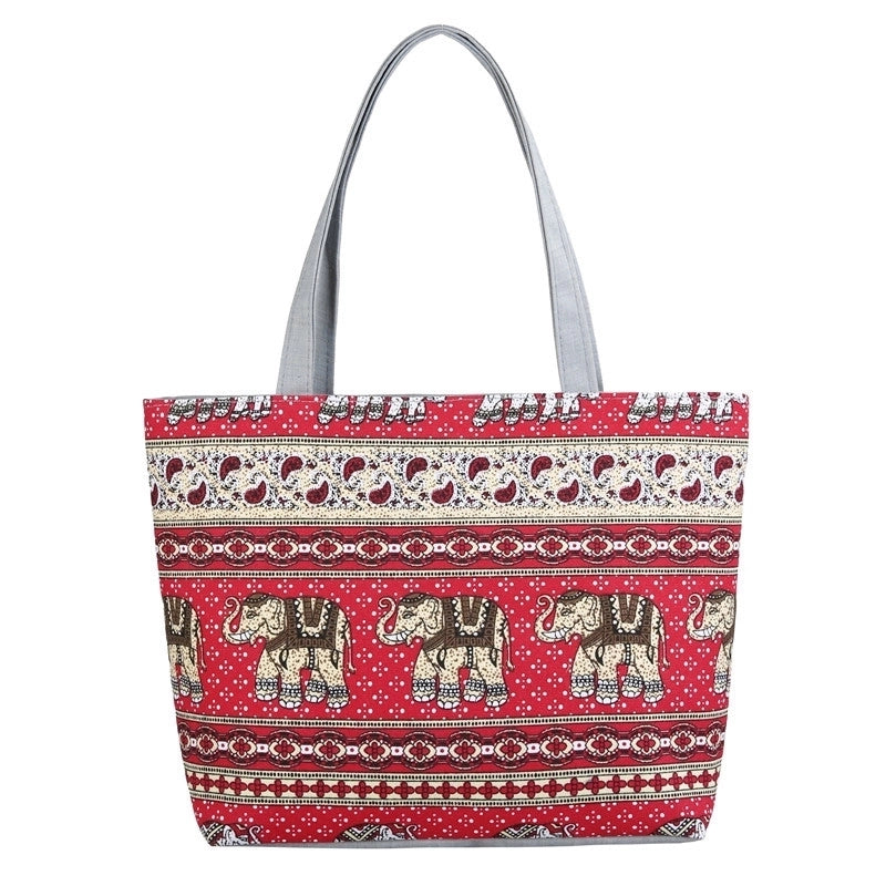 Women's Classic Style Flower Canvas Shopping Bags