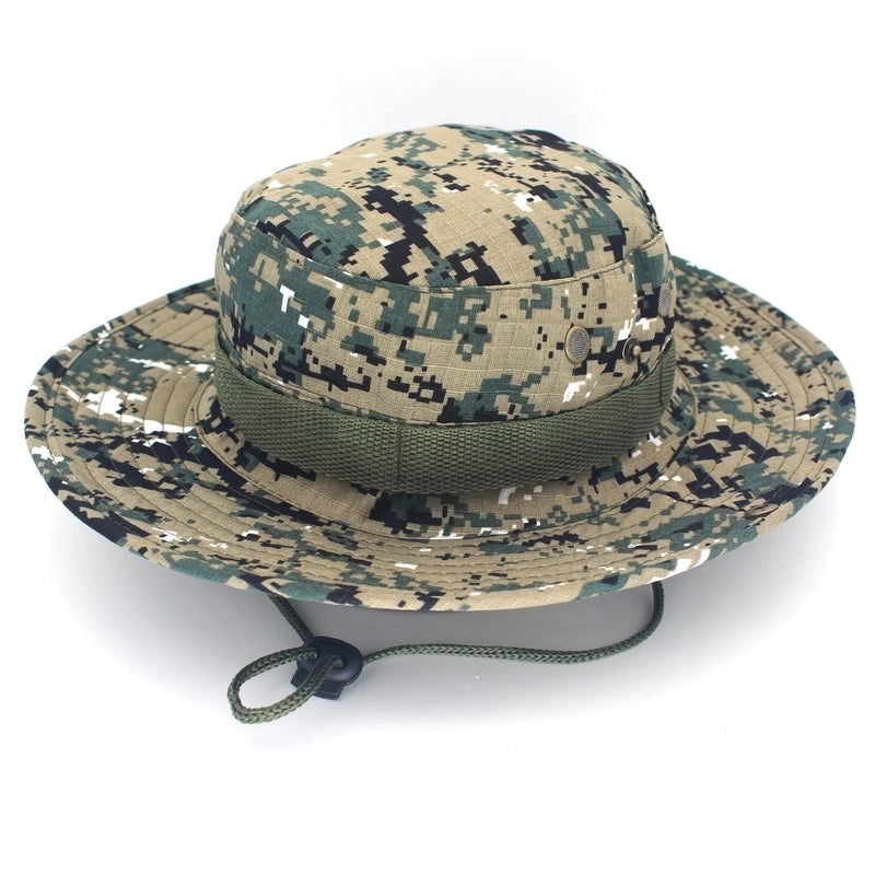 Adults Casual Solid Color Camouflage Flat Eaves Bucket Hat