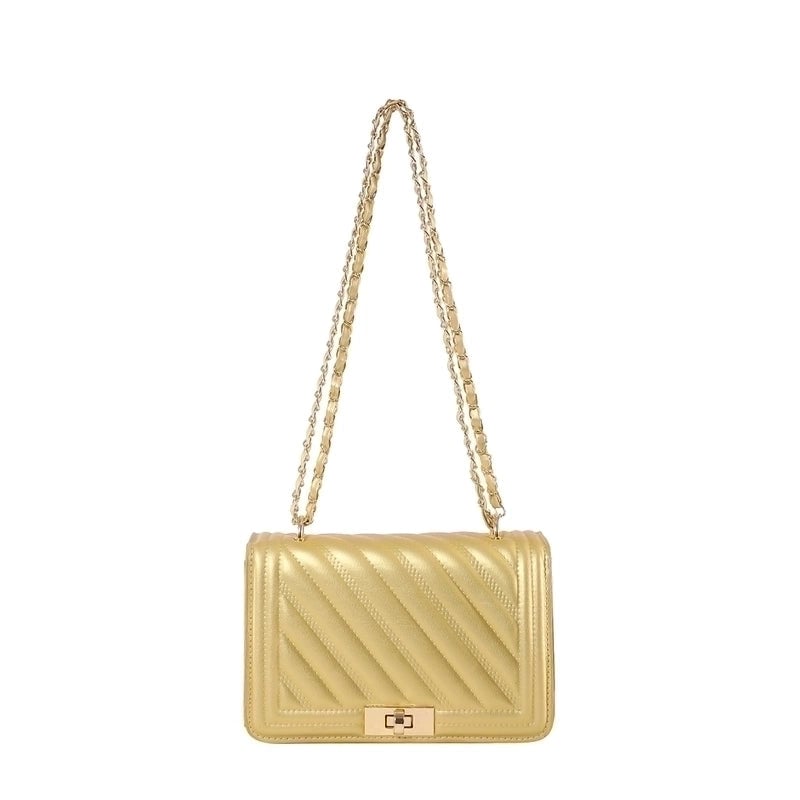 Women's Pu Leather Stripe Elegant Flip Cover Crossbody Bag