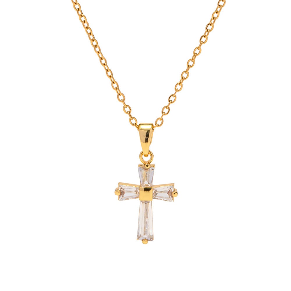 IG Style Cross Geometric Stainless Steel 18K Gold Plated Necklaces