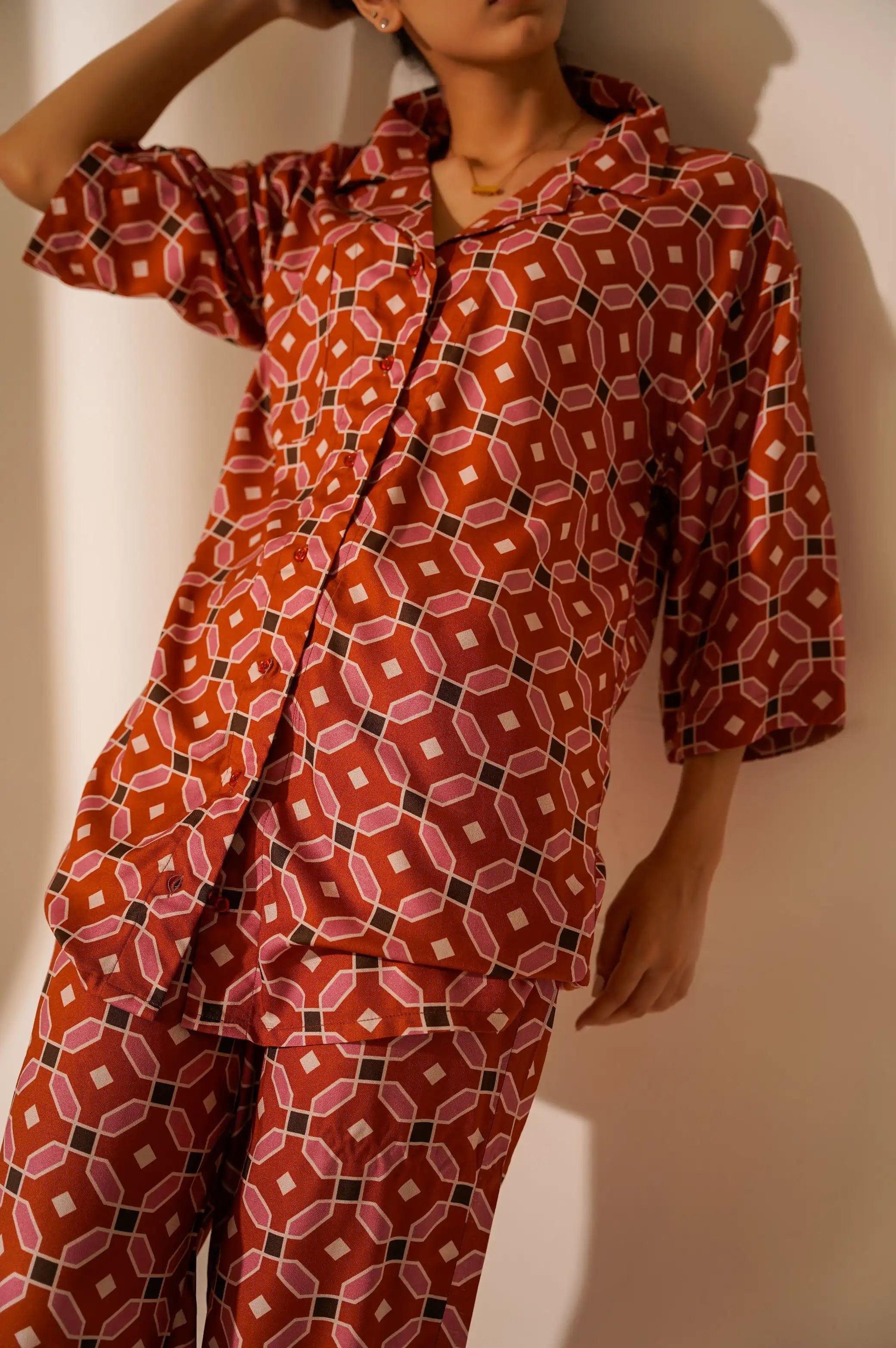 GEOMETRIC LONG SAFARI BLOUSE