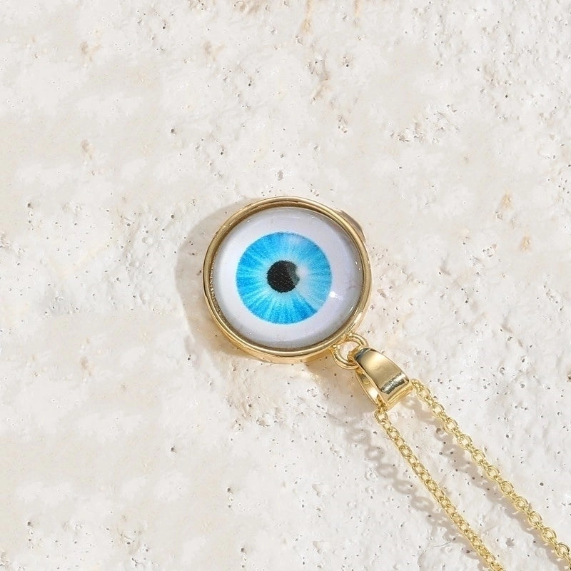 Elegant Lady Classic Style Devil's Eye Copper Enamel Plating 14k Gold Plated Pendant Necklace