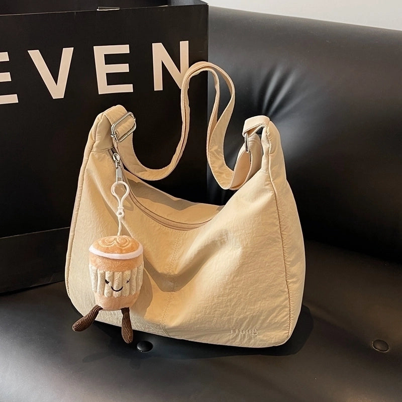 Women's Medium Pu Leather Solid Color Basic Classic Style Dumpling Shape Zipper Crossbody Bag