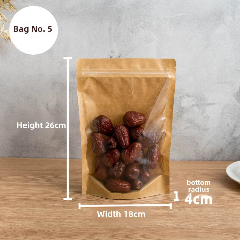 Yin And Yang Kraft Paper Self-sealing Bag Window Translucent Bag Tea Nut Food Packaging Bag Yin And Yang Self-sealing Bag
