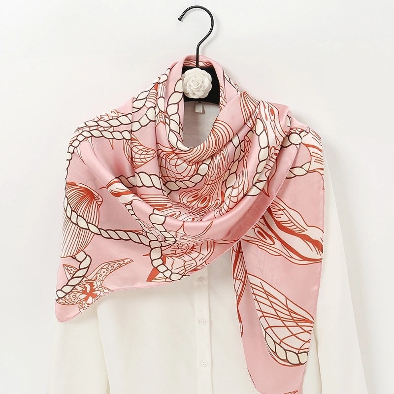Women's Ethnic Style Sweet Color Block Satin Printing Scarf