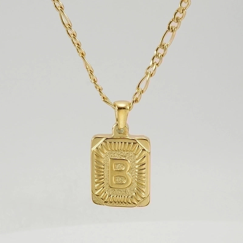 Fashion Letter Rectangle 304 Stainless Steel Titanium Steel 18K Gold Plated Gold Plated Pendant Necklace
