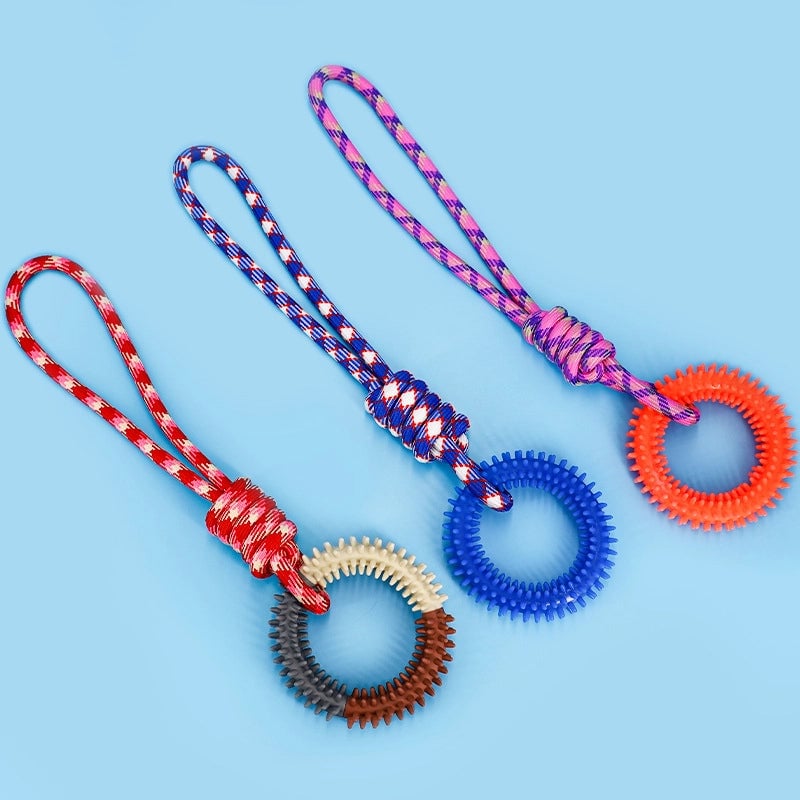 Popular Dog Molar Bite-resistant Cotton Rope Toy Pet Colorful Woven Knot Toy Puppy Self-Hi Toy