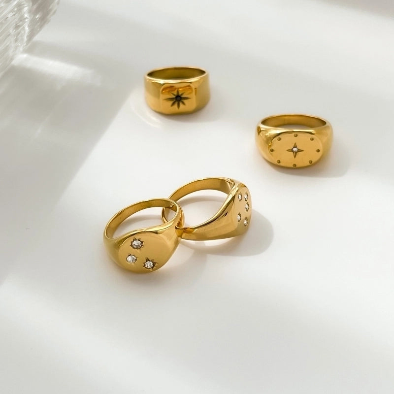 Minimalist Star Titanium Steel Zircon Rings In Bulk