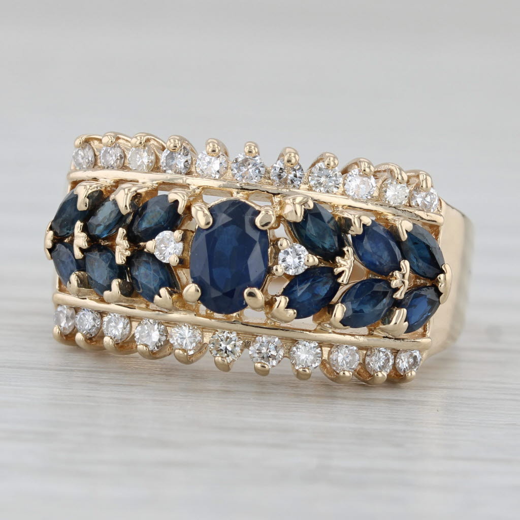 3.77ctw Blue Sapphire Diamond Ring 14k Yellow Gold Size 9.75 Cocktail