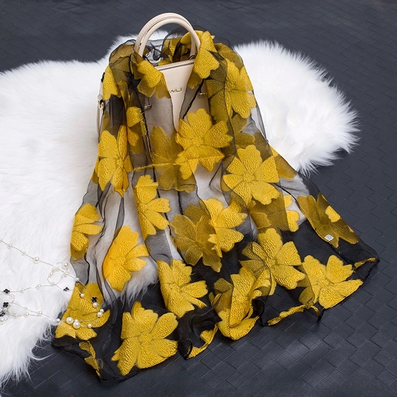 Women's Minimalist Color Block Organza Scarf