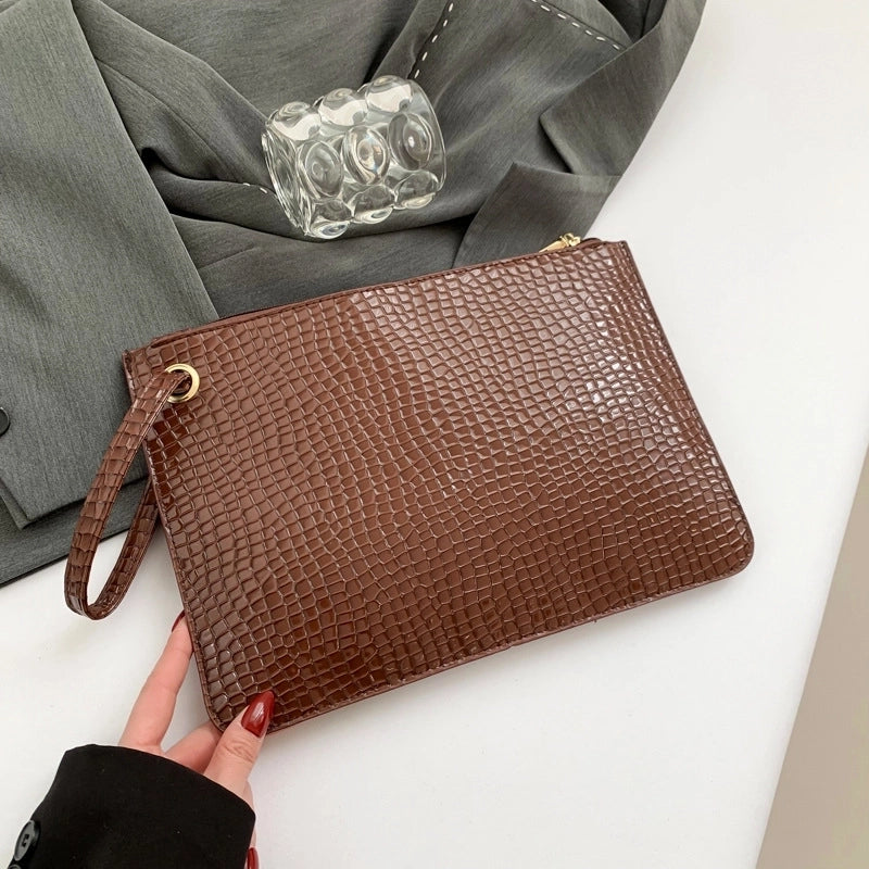 Women's Small Pu Leather Solid Color Vintage Style Classic Style Zipper Clutch Bag