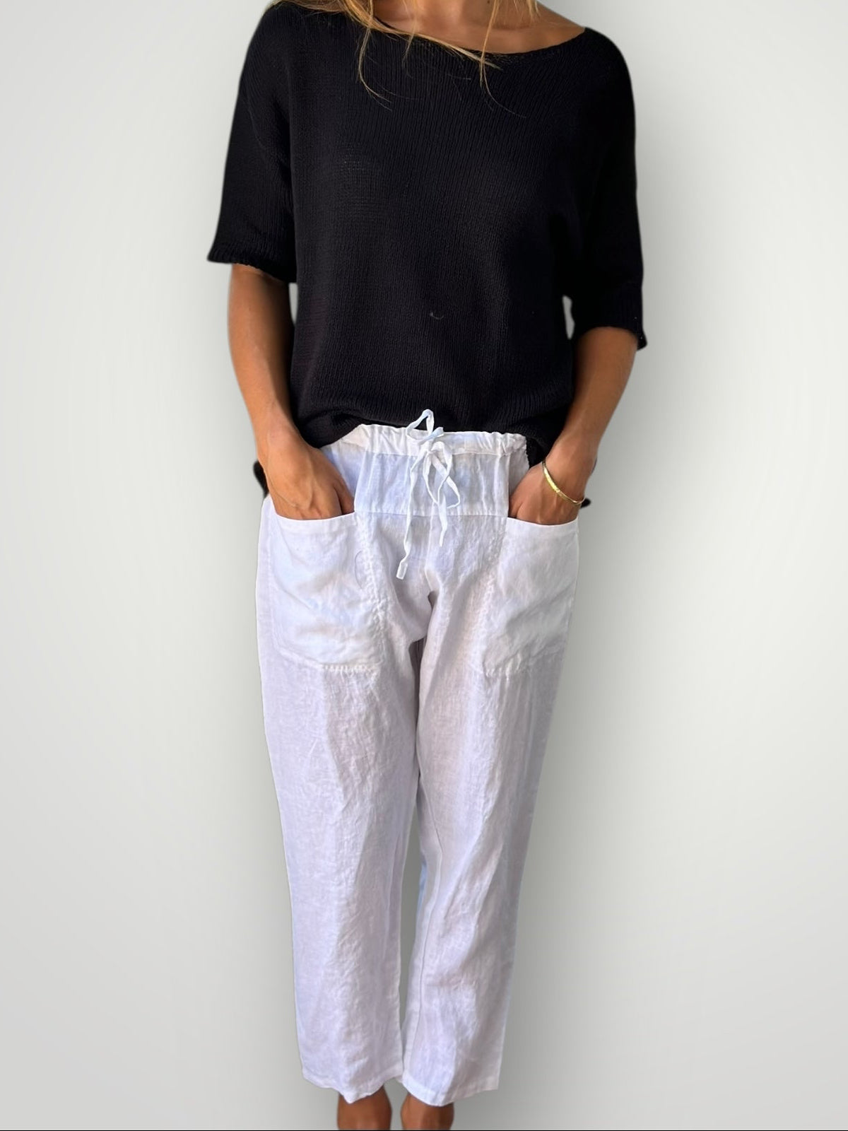 jessie pant-white linen