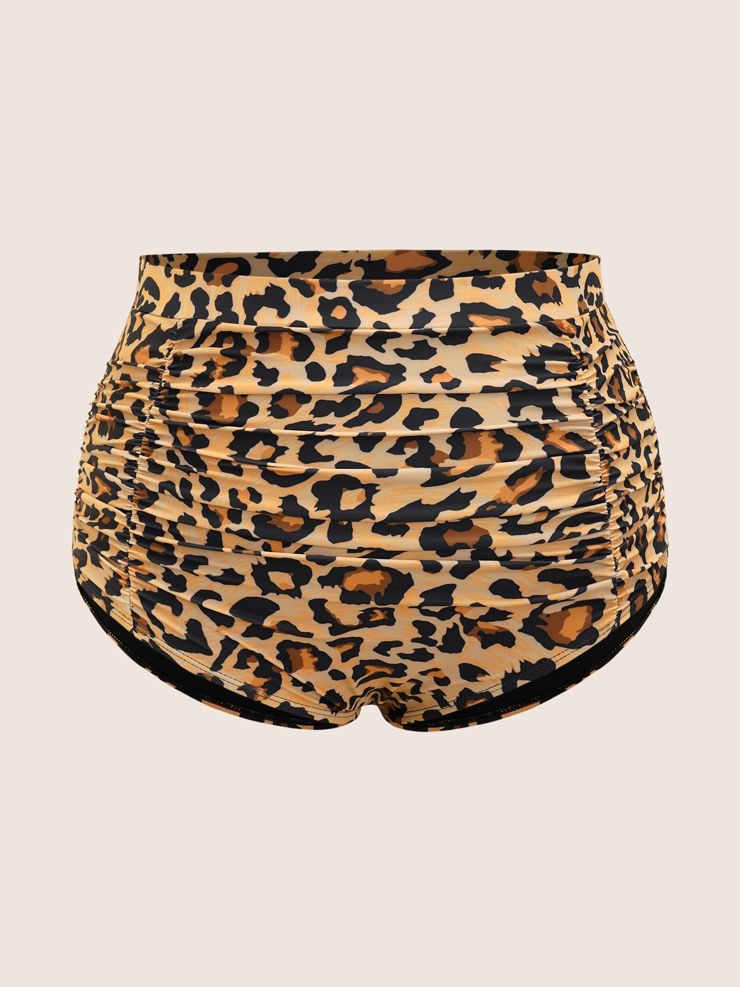 Leopard Print High Rise Ruched Swim Bottom