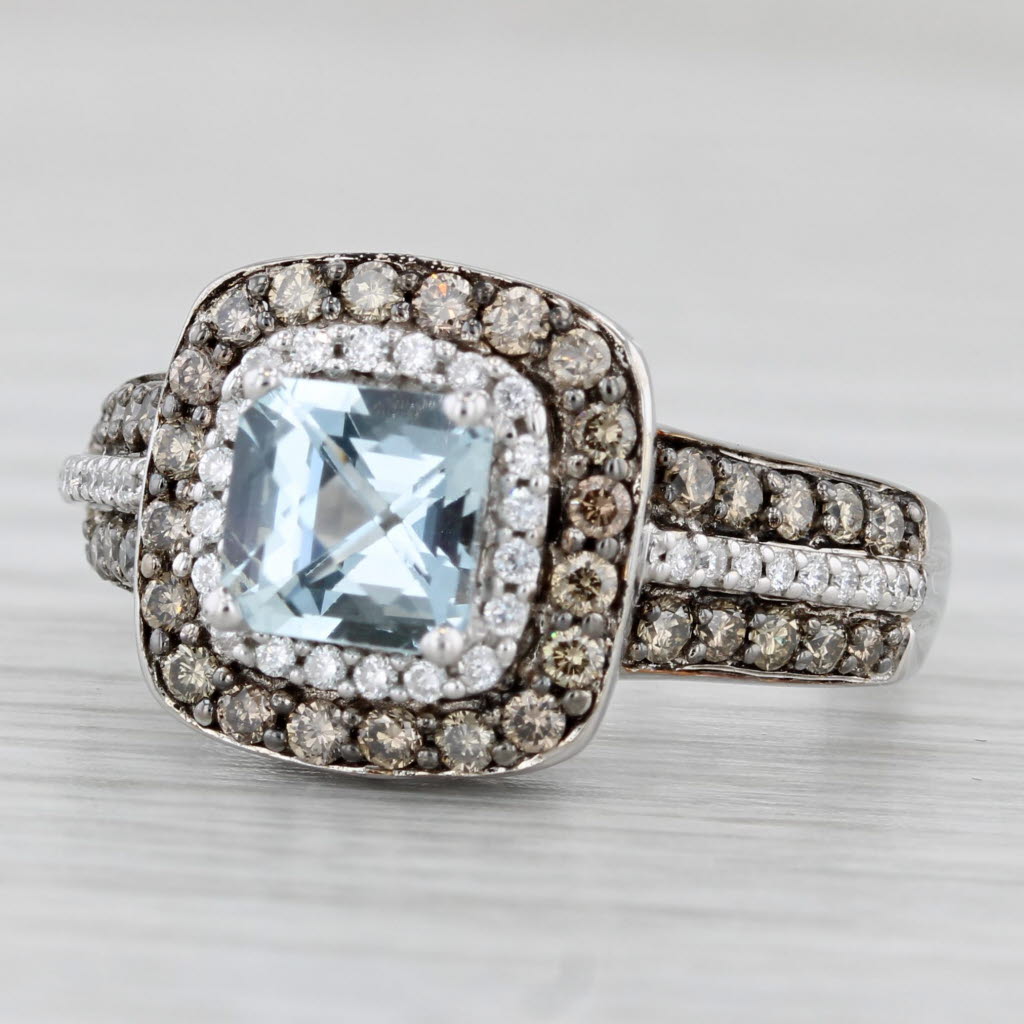 Le Vian 1.84ctw Aquamarine Diamond Halo Ring 14k White Gold Size 6.75