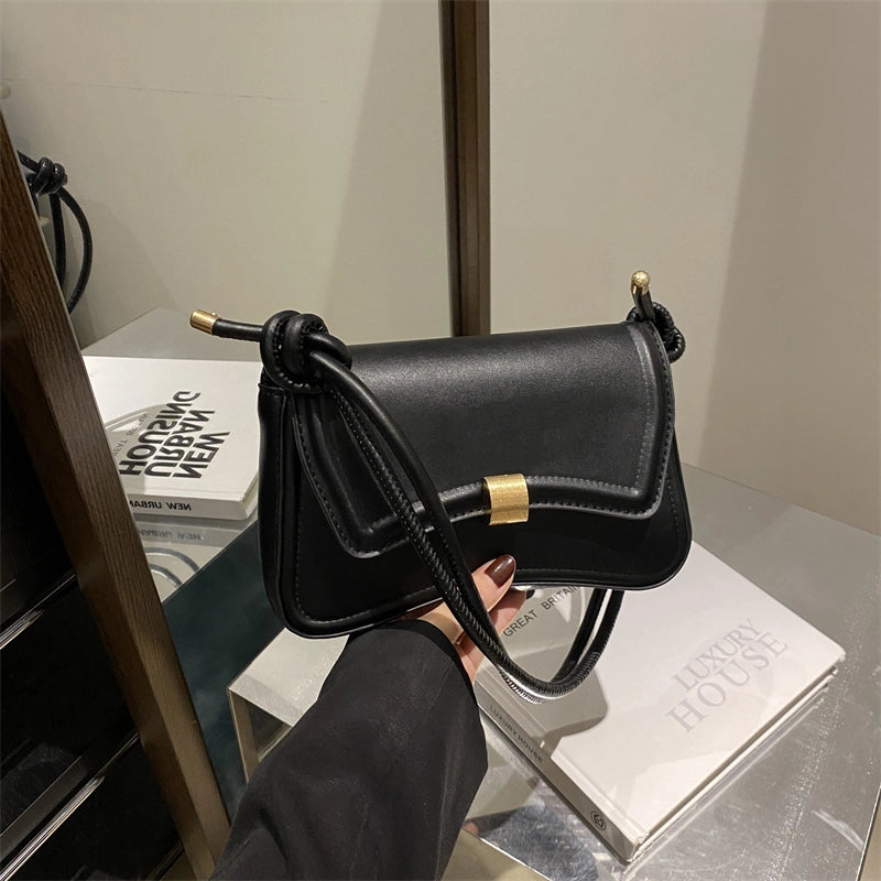 Women's Pu Leather Solid Color Basic Square Magnetic Buckle Shoulder Bag Crossbody Bag
