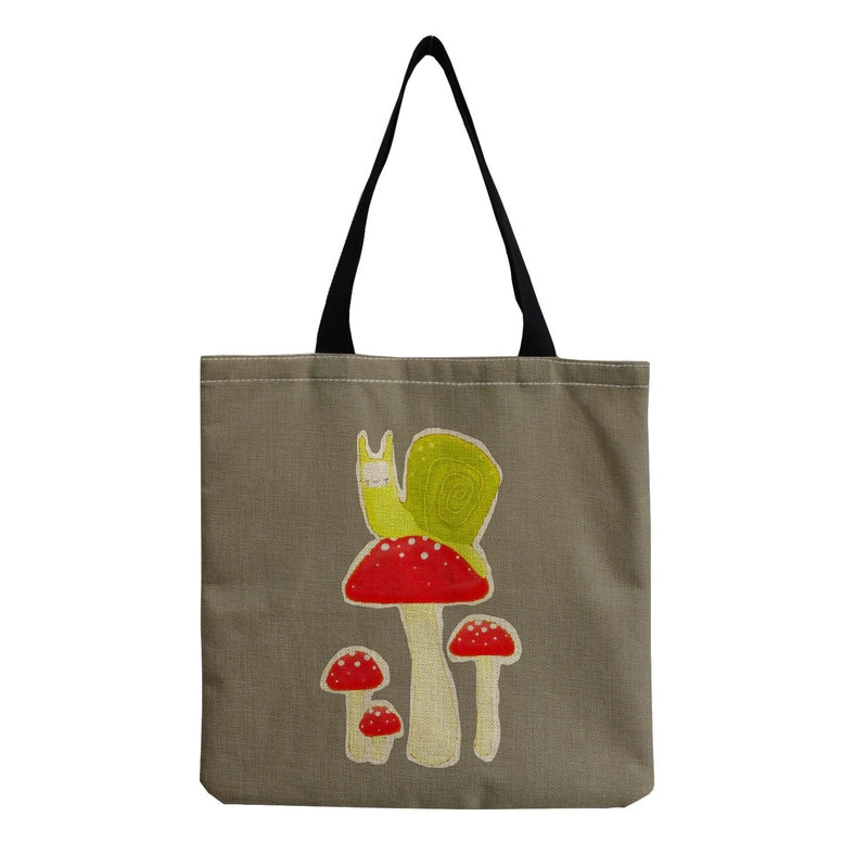 Women's Cotton And Linen Mushroom Cute Square Open Tote Bag