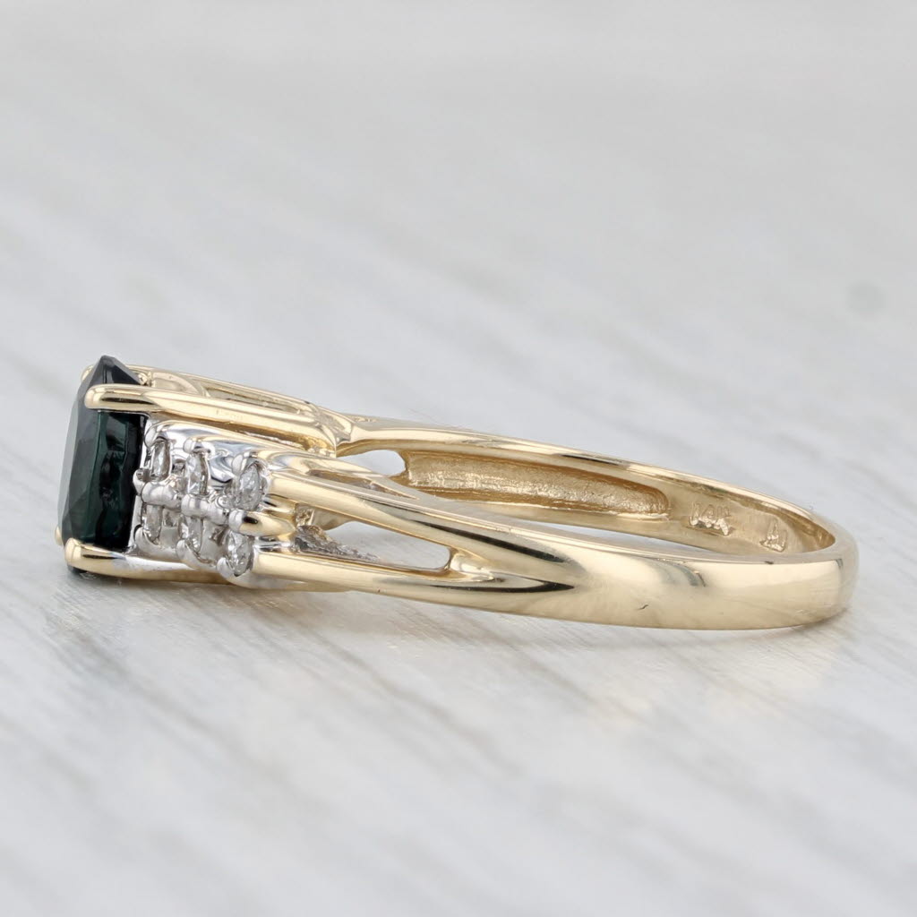 1.20ctw Oval Blue Sapphire Diamond Ring 14k Yellow Gold Size 6.25
