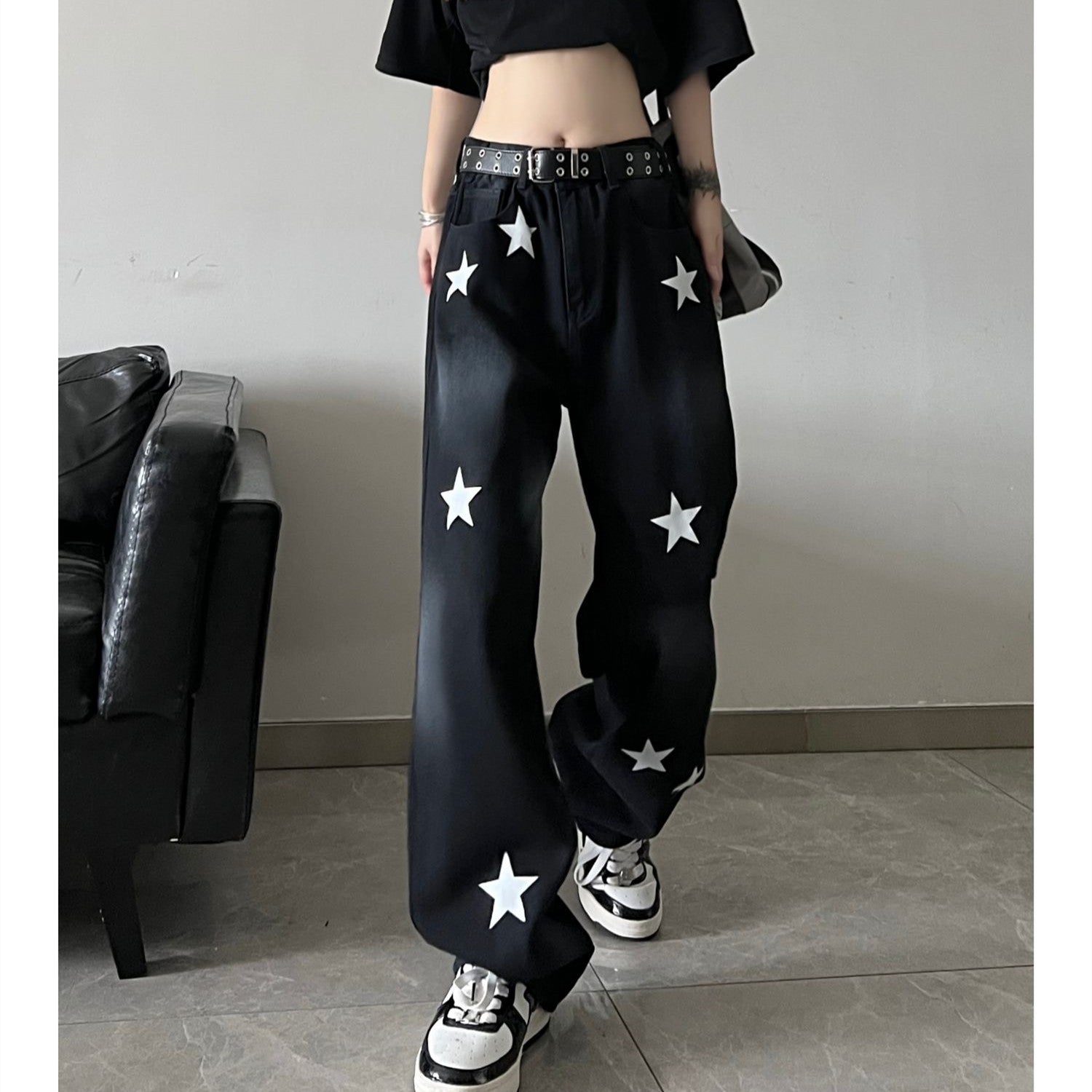 Harajuku star print jeans  KF83317