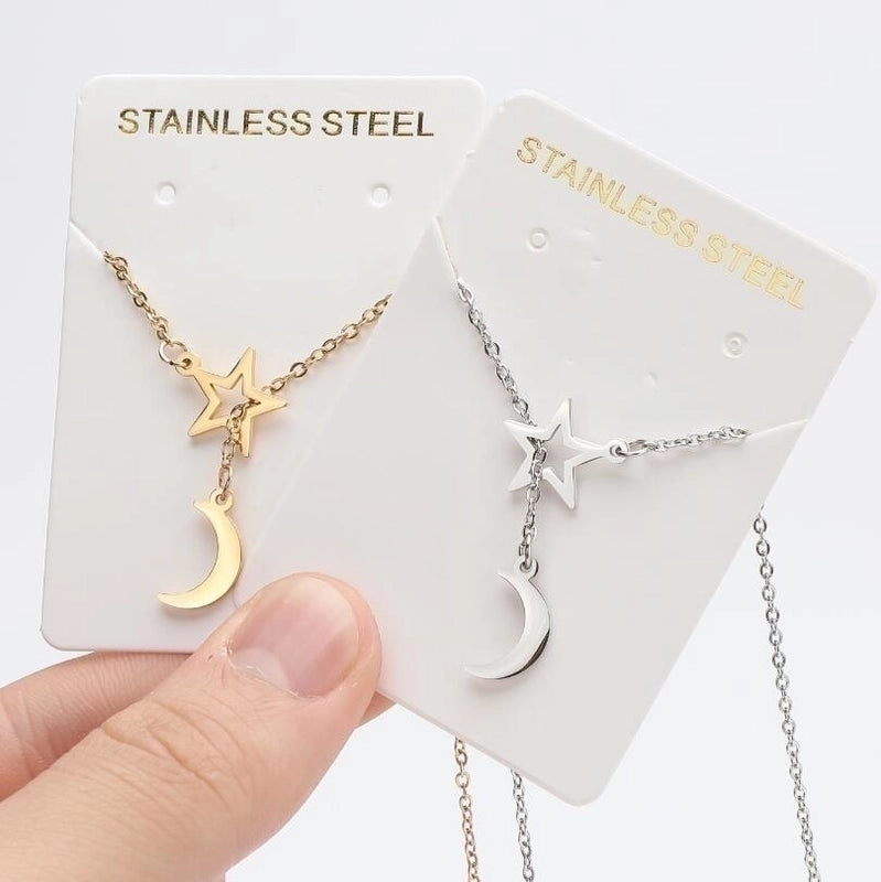 201 Stainless Steel 18K Gold Plated Modern Style Minimalist Plating Hollow Out Star Moon Pendant Necklace