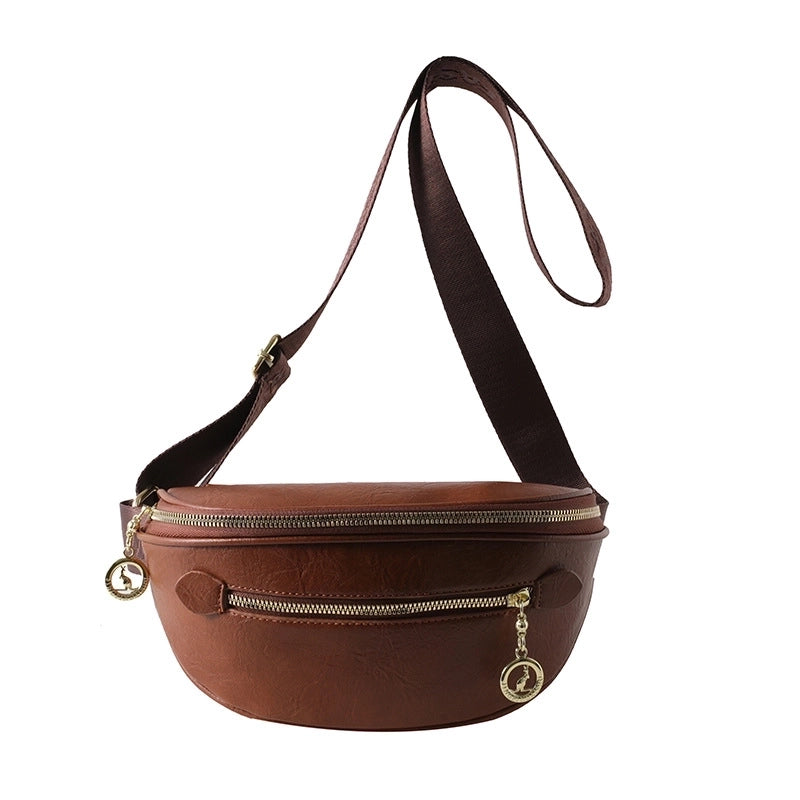 Women's Pu Leather Solid Color Basic Classic Style Streetwear Dumpling Shape Zipper Fanny Pack