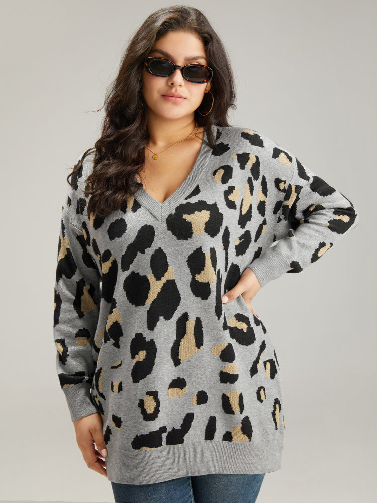 Anti-Pilling Leopard Elastic Cuffs Pullover