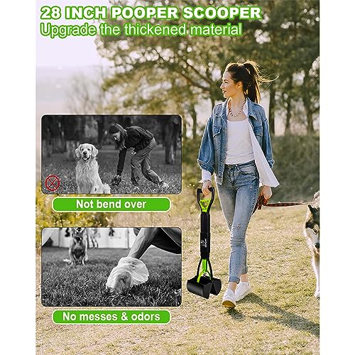 SZHLUX 28 Pooper Scooper. Foldable Dog Pooper Scooper with Unbreakable Material and Durable Spring for Grass and Gravel. Green