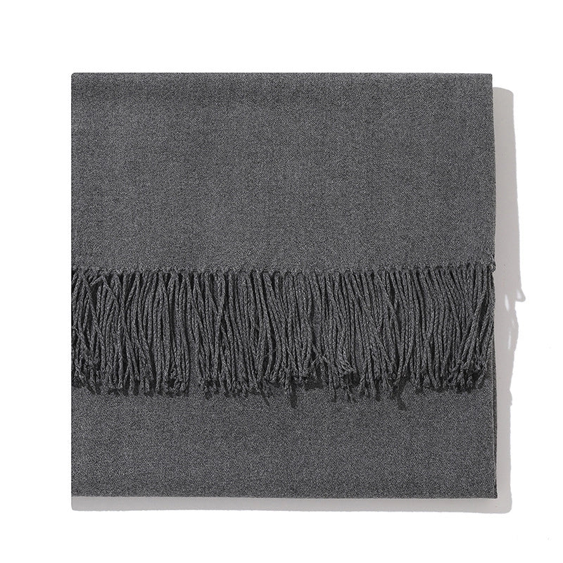250g Autumn And Winter New Warm Thick Cashmere Texture Solid Color Couples Long Scarf Air Conditioning Tassel Shawl