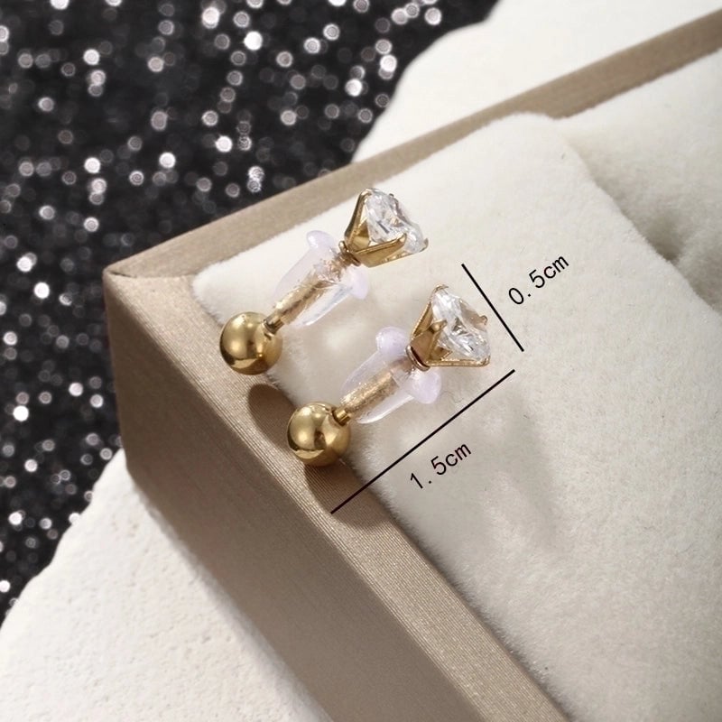 6 Pieces Hip-Hop Xuping Punk Solid Color Plating Inlay 304 Stainless Steel Artificial Gemstones 18K Gold Plated Raw Steel Ear Studs