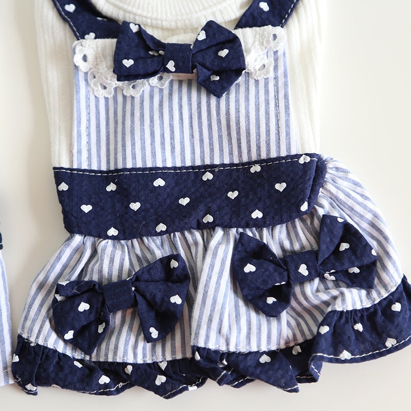 Striped Heart Printed Pet Dress&Tee