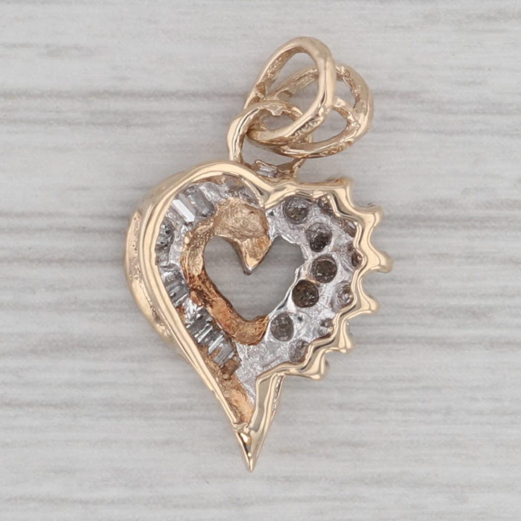 0.11ctw Diamond encrusted Open Heart Pendant 10k Yellow Gold