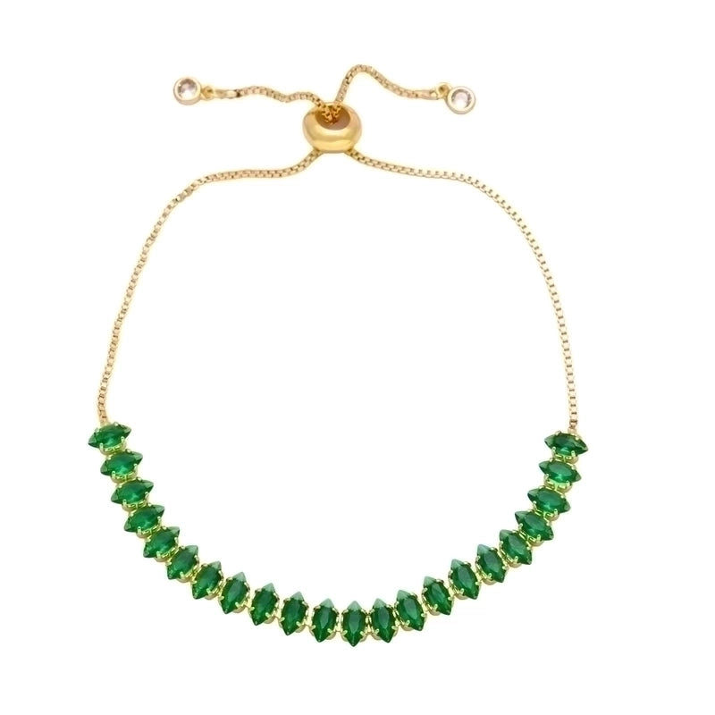 1 Piece Minimalist Leaf Copper Plating Inlay Zircon Bracelets