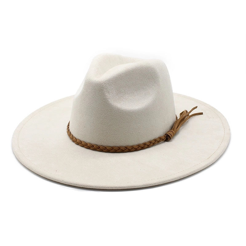 New Suede Top Hat Men And Women Couple Big Brim Hat Peach Heart Top Gentleman's Hat