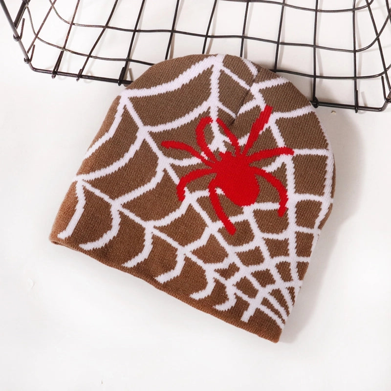 Unisex Hip-Hop Vintage Style Spider Spider Web Eaveless Wool Cap