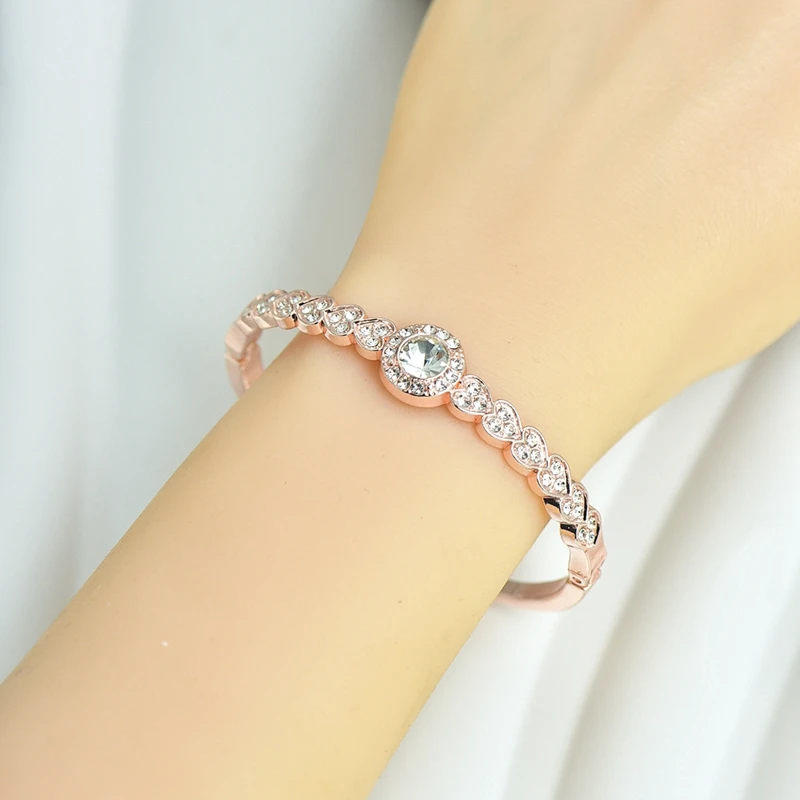 Ins Hot Sale Folding Open Bracelet Metal Vintage Full Diamond Jewelry Women's Bracelet