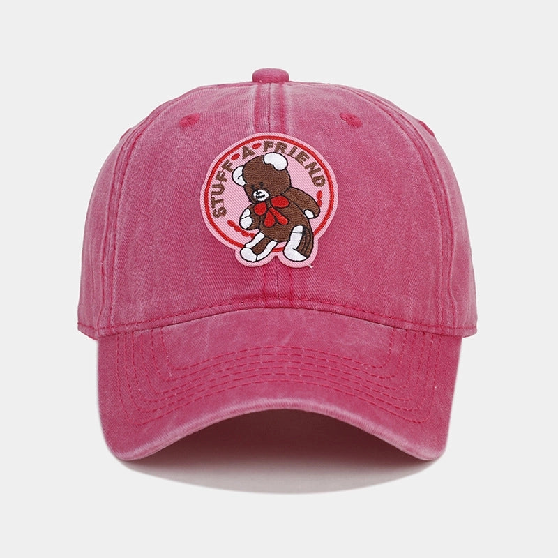 Women'S Cute Bear Cat Embroidery Curved Eaves Baseball Cap