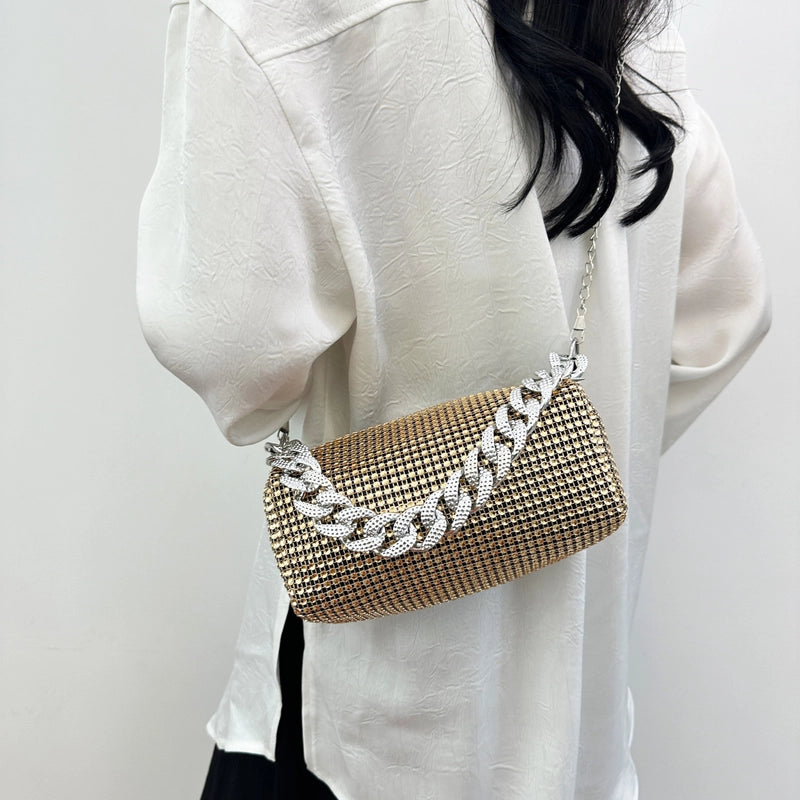 Black A Silver A Gold A Polyester Solid Color Sewing Thread Cylindrical Evening Bags