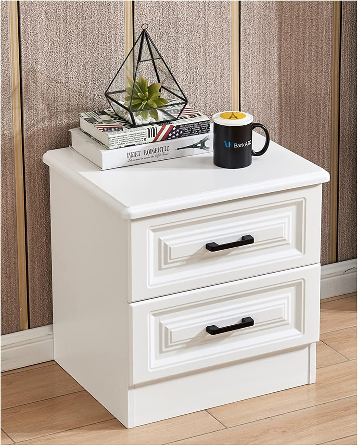 Simplicity Wooden Bedside Table with 2 Drawers. Multifunctional Bedside Table